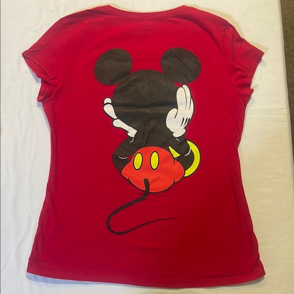 Disney Red Graphic Mickey Mouse Fitted Short Sleeve Tee - Picture 5 of 6